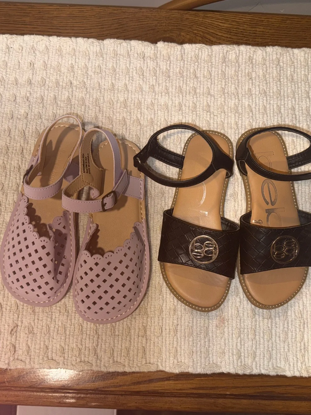 Bebe Black Logo Strap Sandals & Lilac Thee Bron Sandals